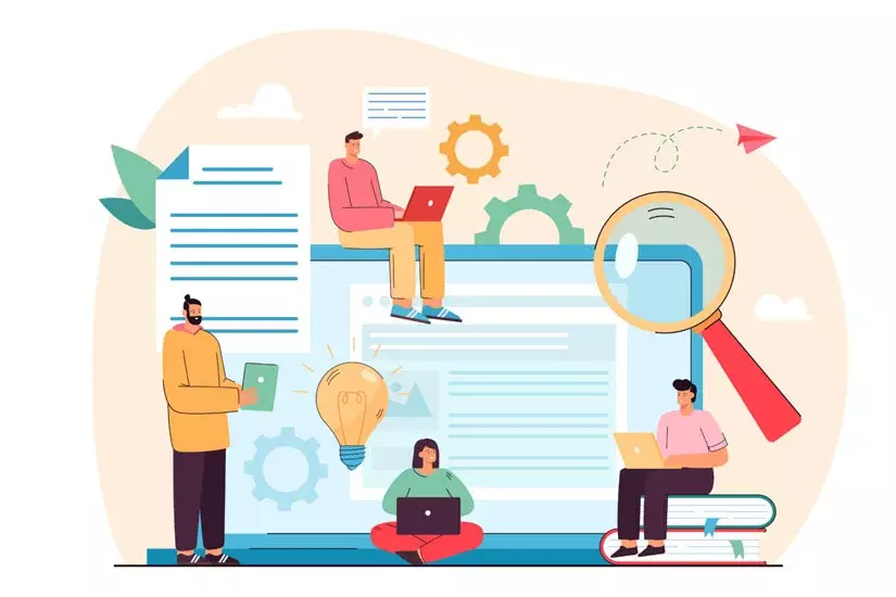 Tiny content writers creating web articles