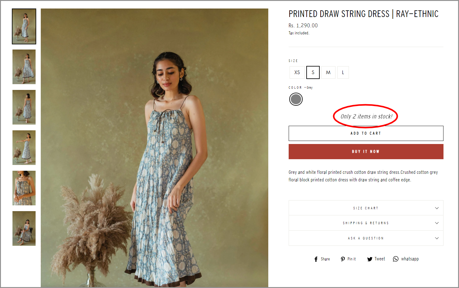 Ray ethnic low stock remaining image creating sense of urgency