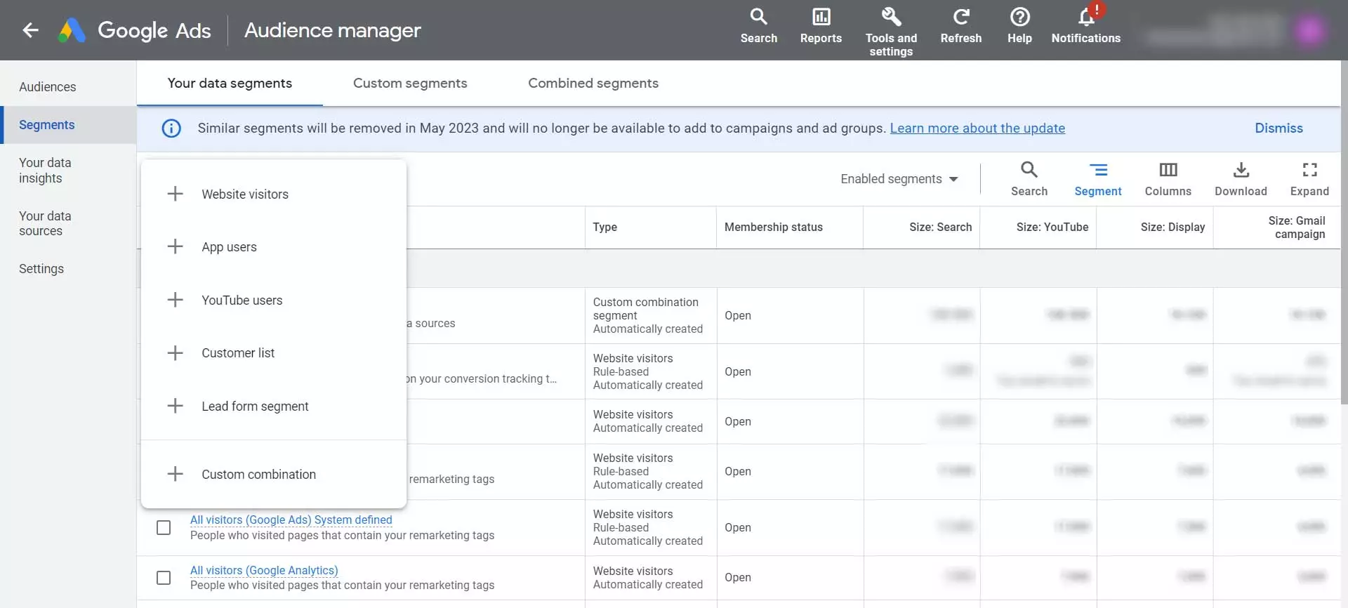A screengrab of a dashboard of Google Ads platform